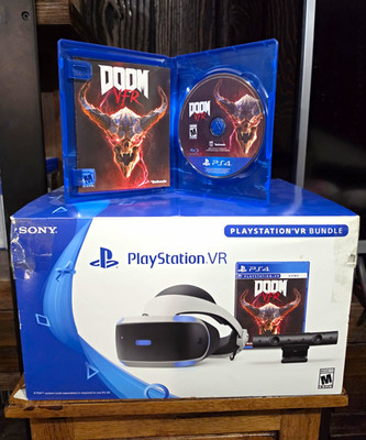 Sony PlayStation VR Headset Bundle for PS4 w/ DOOM VFR White/Black/Blue