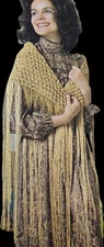 1970s Lurex Glitter Lace Shawl Full Length Fringe Womans Day Macrame Pattern
