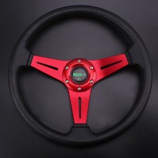 14inch Red Universal Aluminum Racing Steering Wheel Drifting Deep Dish 6 Bolt