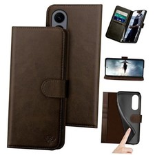 compatible with Samsung Galaxy S25 Edge Genuine Leather Wallet case  RFID Brown