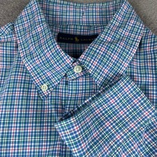 Ralph Lauren Mens XL Plaid Button Down Shirt Blue Green Pink Long Sleeve Cotton