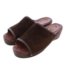 Nelson Sabot Sandals Men  s Suede Wood Open Toe 42/9.5 Brown Pre-owned