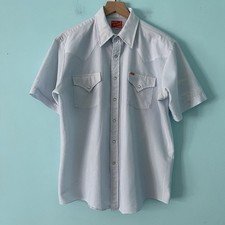 Ely Plains Vintage Shirt Mens L Blue Stripe Western Cowboy Pearl Snaps Work