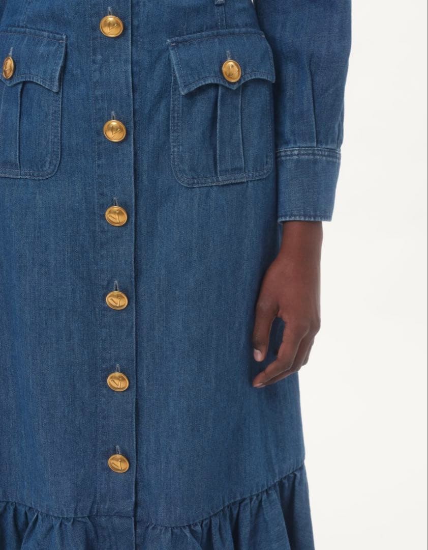 USED VALENTINO LOGO LIGHTWEIGHT DENIM SKIRT DRESS CHANEL VERYGOOD thumbnail 16