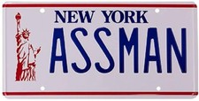 Seinfeld "ASSMAN" License Plate - Cosmo Kramer TV Replica Prop for Car or Decor