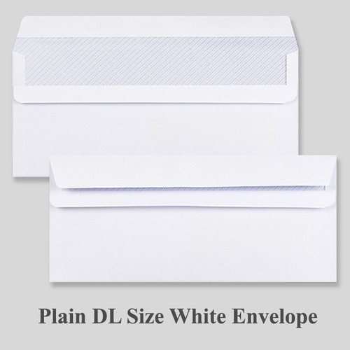 DL SIZES HIGH QUALITY WHITE SELF SEAL ENVELOPES PLAIN & WINDOW 80 gsm - Picture 3 of 4
