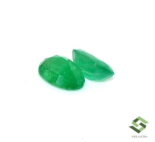 9x7 mm Certified Natural Emerald Oval Cut Pair 3.43 CTS Untreated Loose Gemstone - Picture 6 of 7