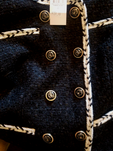 ANN TAYLOR WOMEN'S TWEED DOUBLE BREASTED JACKET BLACK WHITE SIZE 0 NWT READ! - Picture 9 of 9