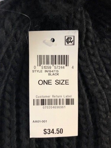 Damen Neu mit Etikett INC International Concepts schwarze Beanie Mütze Paillette EINHEITSGRÖSSE - Bild 4 von 6