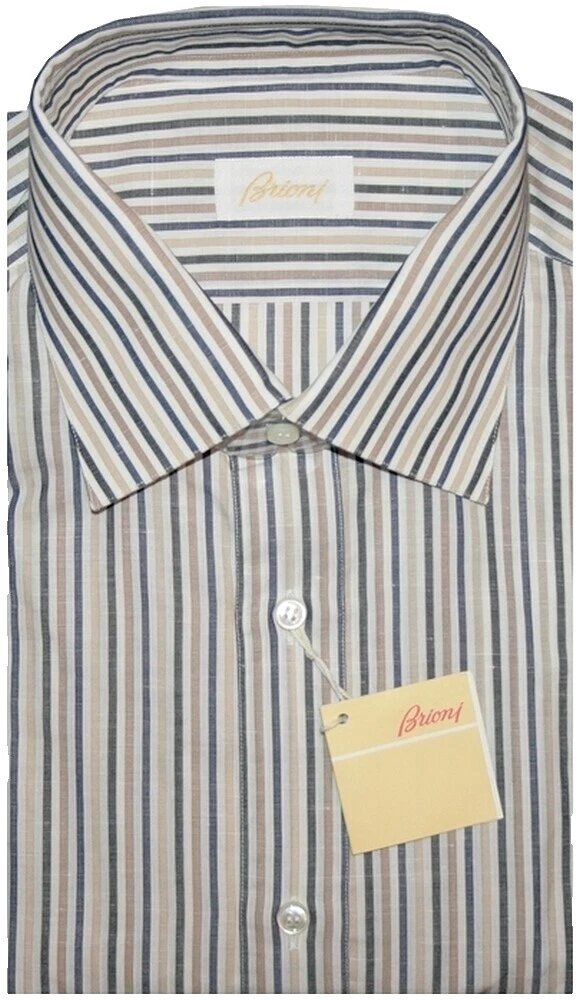 Brioni Cotton Blend Striped Dress Shirts for Men