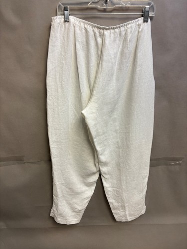 NUEVO CON ETIQUETAS $158 EILEEN FISHER Pantalones Lino Pesado Cónico Tobillo Cintura Elástica Cremallera Lateral L - Imagen 5 de 5