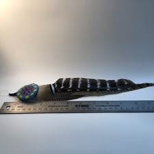 Stetson, Resistol, Style Hat Feather , Turkey And Pheasant, Seed Beads Turquoise