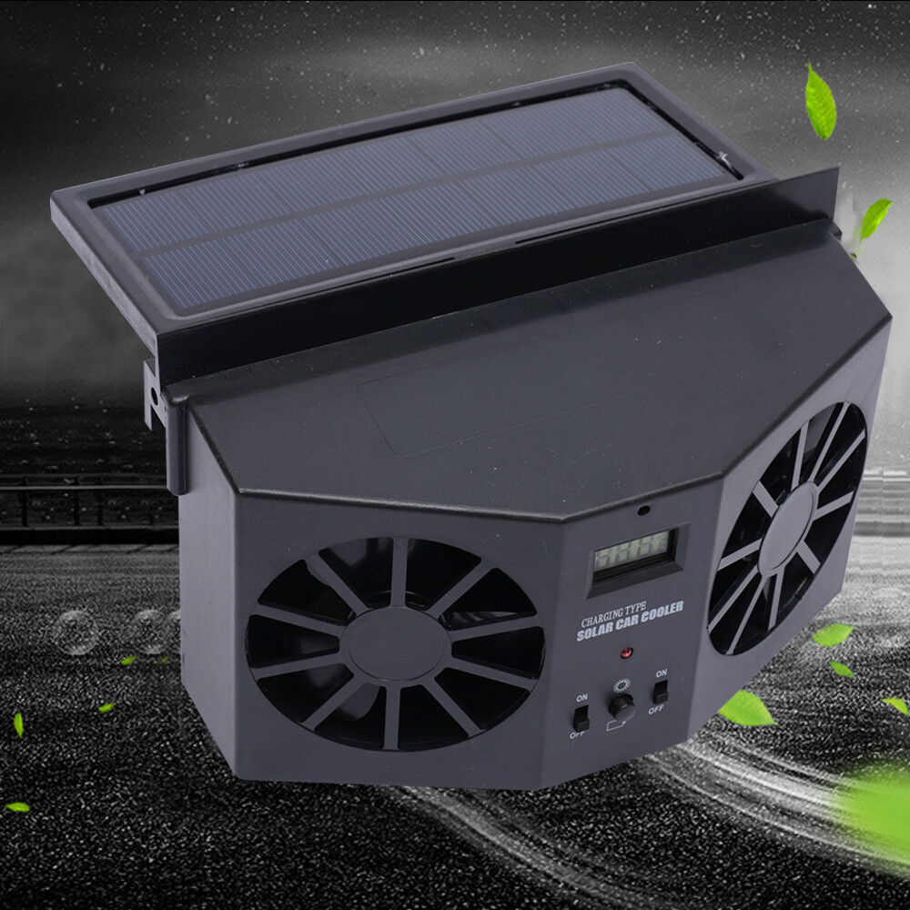 Car Two-Head Ventilator Fan Folding Design Black 4000rpm 3.5V Solar Power  Supply | eBay