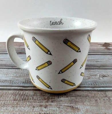 NEW Market Finds Teacher Coffee Mug ''Teach'' Speckled with Pencils Design 16 oz