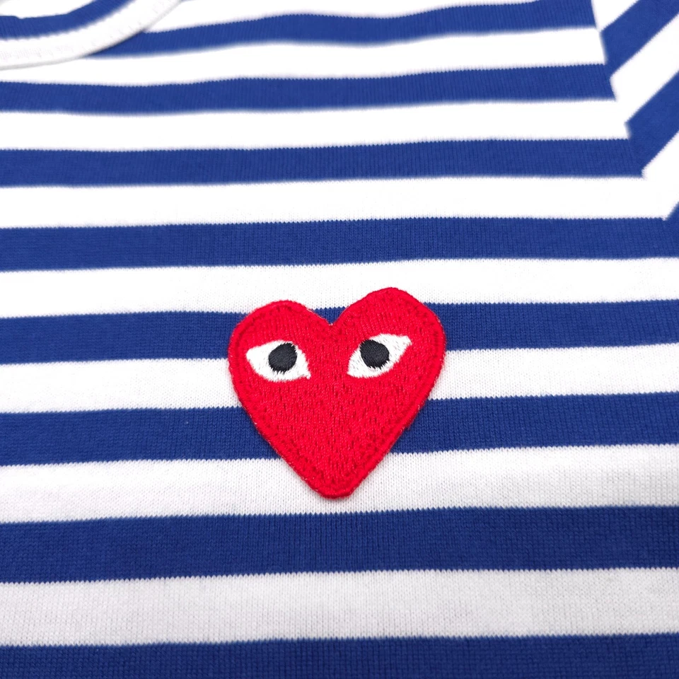 $155 Camiseta Comme Des Garcons Azul Blanco Rayas Manga Larga T163 Mujer XS Foto 3 de 4