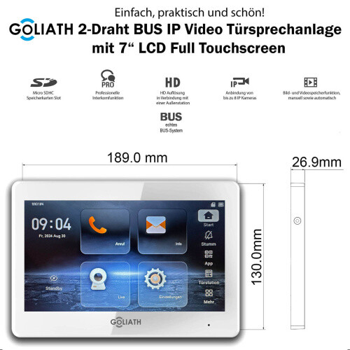 Goliath 2-Draht Video Türklingel mit Kamera Fingerprint Anhtrazit - Bild 7 von 34