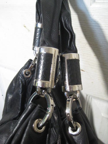 Michael Kors Black Leather hobo purse with Python trim - Picture 10 of 23