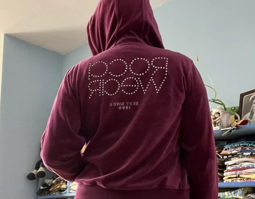 Rocawear Hoodie Track Jacket Women L XL Velour Velvet Pink Y2K Vintage 00s - Picture 8 of 9