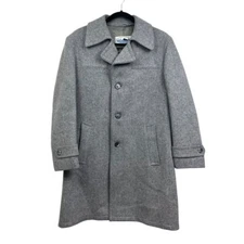 VTG Whaling Mfg Co Men Wool Blend Long Overcoat Lined Vented Pockets Gray Sz 40L