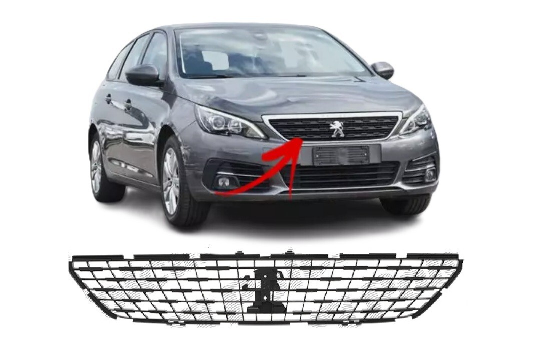 Grille avant calandre noire pour Peugeot 308 de 2017 à 2021