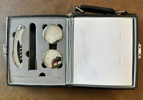 Geoffrey Beene Martini Travel Bar Set in Black Leather Case 8-piece Set - Picture 6 of 7