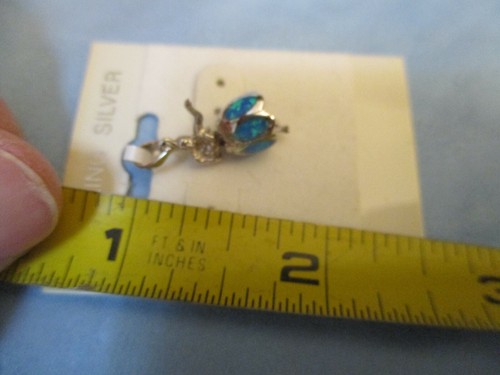 Hawaiian Jewelry Hula Girl Sterling Silver Synthetic Blue Opal Charm - Picture 10 of 11