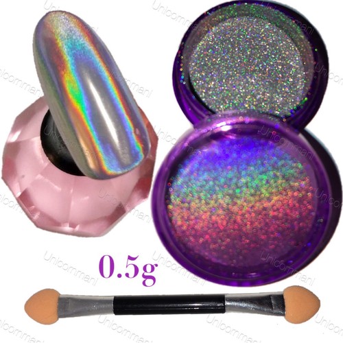 UNICORN HOLOGRAPHIC POWDER extra fine 15 microns Rainbow Nails Mirror Chrome Q15 - Picture 6 of 6