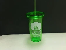ICUP COTTON MOUTH SUCKS GREEN PLASTIC CUP WITH STRAW HOLDS UP TO 16OZ