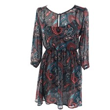 Forever 21 Sheer Paisley Dress Women S Career Party Boho Grannycore Casual Y2K