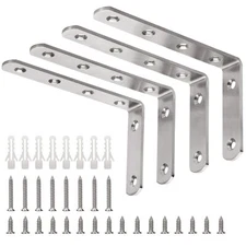 L Bracket 5" x 3" Max Load 35lb/15KG Heavy Duty Stainless Steel Solid Shelf S...