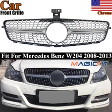 Front Grill For 2008-2013 Mercedes Benz W204 C250 C300 C350 Chrome Diamond Style