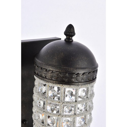 Dark Bronze with Crystal Bathroom Dining Room Hallway Light Wall Sconce Fixture - Picture 3 of 10