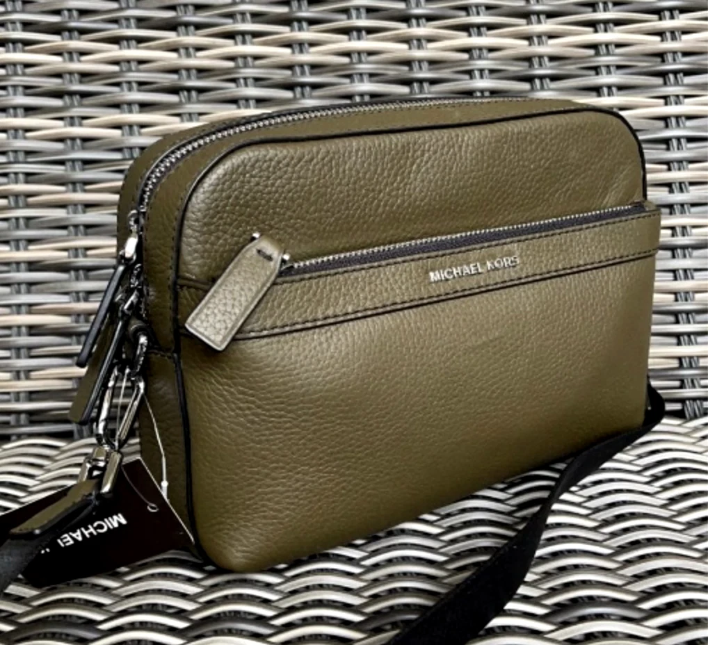 Michael Kors Cooper EW Crossbody Bag Messenger Leather in Olive NEW