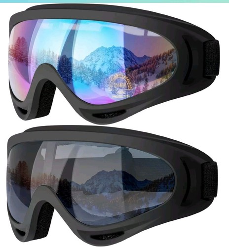 COOLOO Skibrille, 2er Pack Schneebrille Snowboardbrille für Herren Damen Kinder
