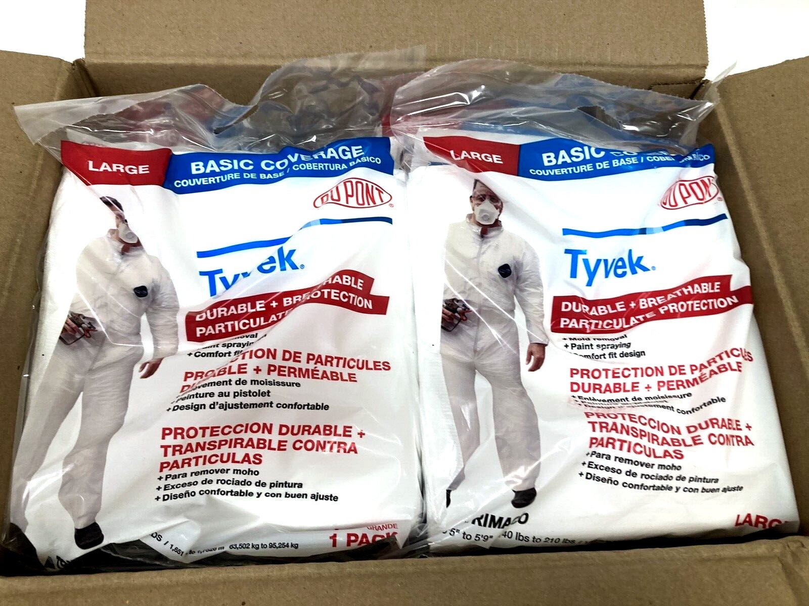 12 Pack Trimaco Basic TYVEK Coveralls LARGE for Mold Removal or Paint