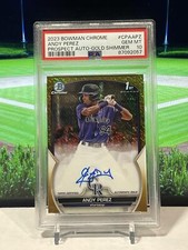 2023 Bowman Chrome #CPAAPZ Andy Perez Auto Gold Shimmer /50 10 PSA GEM-MT