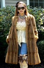 Fendi Kolinsky Mink Ruffled Fur Swing Coat **chic Collarless Cut**flawless 6-10