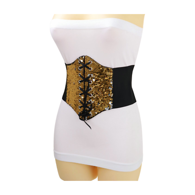 Women Black Wide Elastic High Waist Corset Fashion Belt  display picture 3