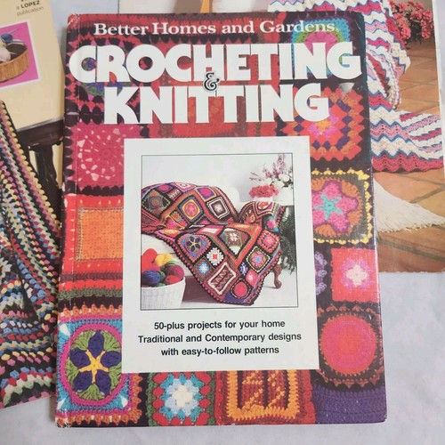 Vintage Crochet Knitting Afghans Pattern Book Lot Yarn Crafts Instruction Guides - Picture 2 of 16