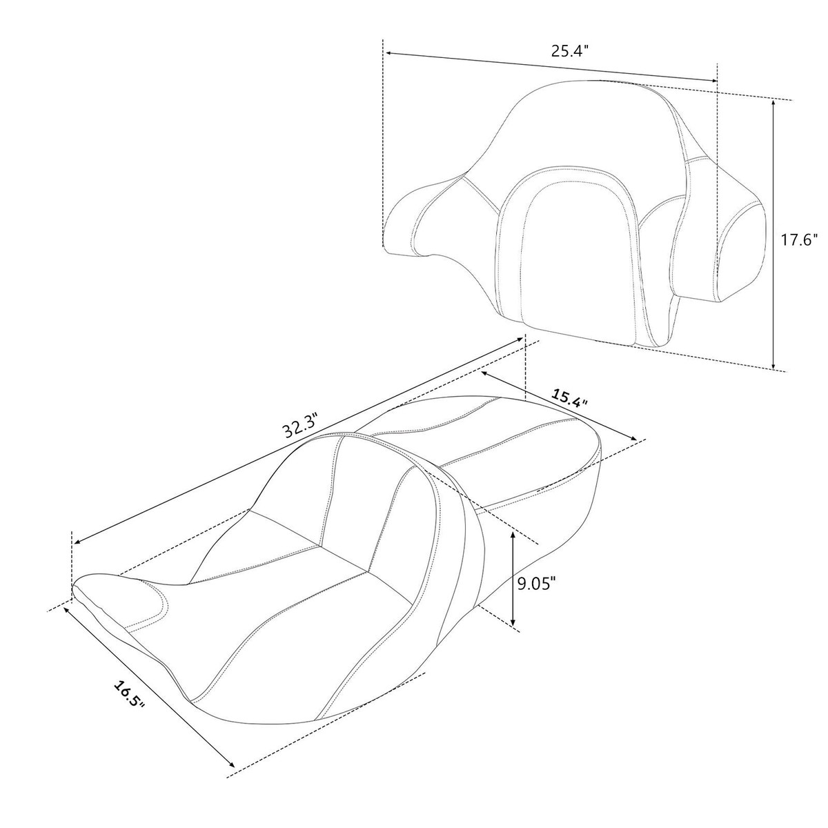 バッグ d Gel Driver Passenger Seat w/King Pack Backrest Fit For Harley
