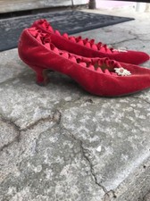Edwardian C1920s Red Heels In Good Condition, Size Unknown, Removable Clips