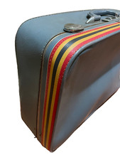 Rare Find Vintage AMELIA EARHART Blue Travel Luggage W/Yellow, Black, Red Stripe