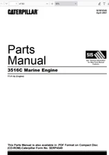 CAT Caterpillar 3516C Marine Engine TTJ1-Up Parts Catalog Manual PDF USB