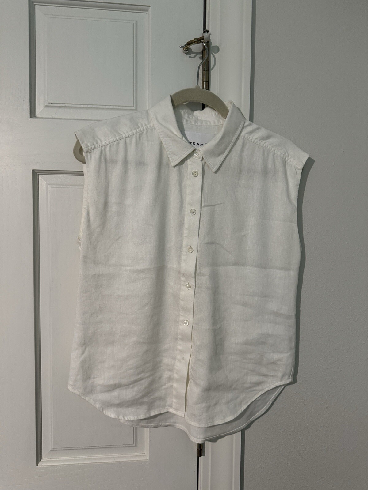 NWOT Frame Women White Top Size XS Tie Back Sleeveless Blouse Shirt