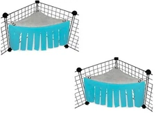 Small Animal Hideout Corner Fleece Hideaway Hanging Bed (2) Pcs. Blue/Gray ~ New