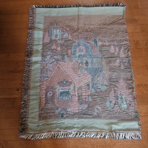 Vintage Christmas Throw Linda Nelson Stocks Winter Scene Goodwin Weaver READ  - Picture 7 of 7