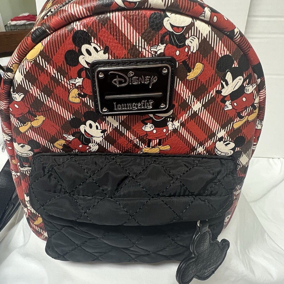 Disney Loungefly Mickey Mouse Red Plaid Mini Backpack | eBay