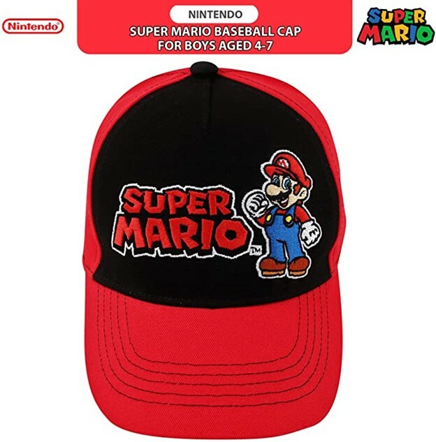 Nintendo Licensed Super Mario Bros Boys Red Black Baseball Cap