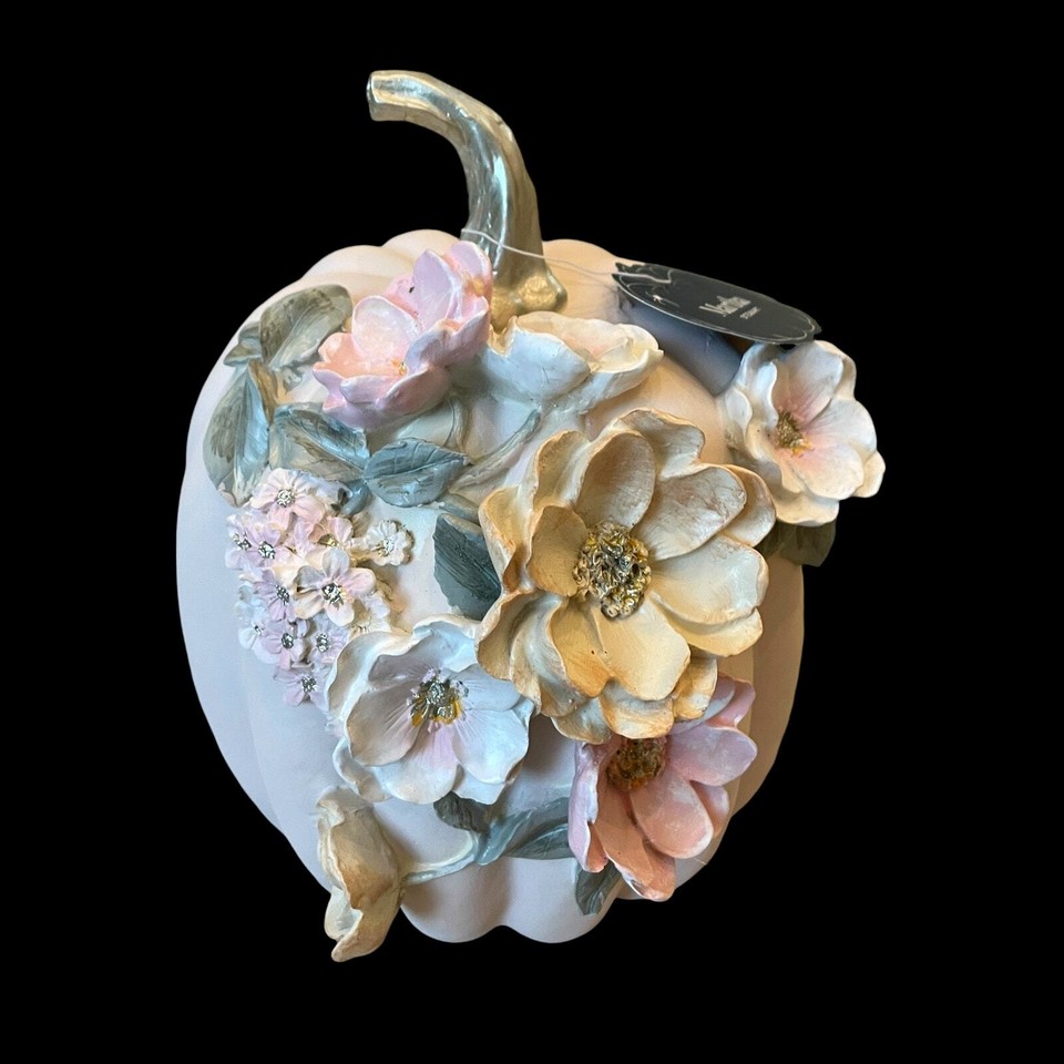 MARTHA STEWART Floral Embellished Pumpkin Pastel Pink Resin Designer