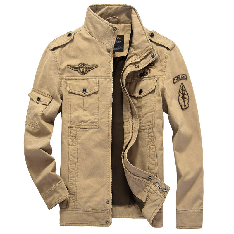 Mens Military Jackets Fashion Casual Pockets Zipper Air Force Army